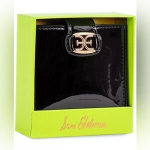 NIB! Sam Edelman Accordion Black Patent Wallet